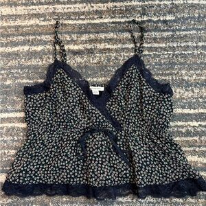 AE Navy Floral Cropped Top